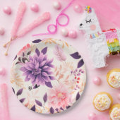 かわいいピンクの花の紙プレート ペーパープレート (パーティー)