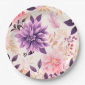 かわいいピンクの花の紙プレート ペーパープレート (正面)