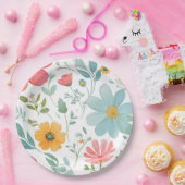 かわいいピンクの花の紙プレート ペーパープレート (パーティー)