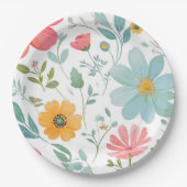 かわいいピンクの花の紙プレート ペーパープレート (正面)