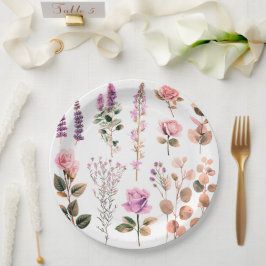 かわいいピンクの花の紙プレート ペーパープレート