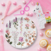 かわいいピンクの花の紙プレート ペーパープレート (パーティー)