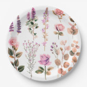 かわいいピンクの花の紙プレート ペーパープレート (正面)