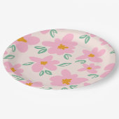 かわいいピンクの花の紙プレート ペーパープレート (アングル)