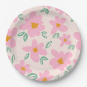 かわいいピンクの花の紙プレート ペーパープレート (正面)