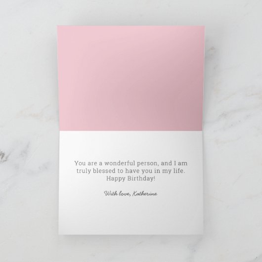 かわいいピンクの花の義理の娘 誕生日おめでとう カード (内部)