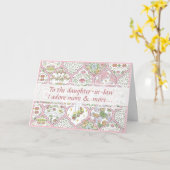 かわいいピンクの花の義理の娘 誕生日おめでとう カード (黄色い花)