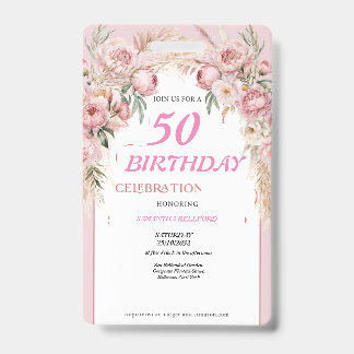かわいいピンクの花の誕生日 バッジ