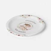 かわいいピンクの花ウッドランドフクロウ赤ちゃん女の子シャワー ペーパープレート (アングル)