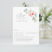 かわいいピンクの花エレガントな結婚式RSVP 出欠カード (スタンド正面)