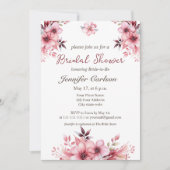 かわいいピンクの花エレガントブライダルシャワー 招待状 (正面)
