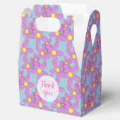 かわいいピンクの花カスタムフローラサンキューブルー フェイバーボックス (オープン)