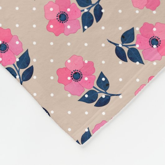 かわいいピンクの花トレンディー装飾模様 フリースブランケット (角)