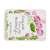 かわいいピンクの花ファミリー名やる気を起こさせる冷蔵庫 マグネット (横)