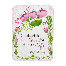 かわいいピンクの花ファミリー名やる気を起こさせる冷蔵庫 マグネット