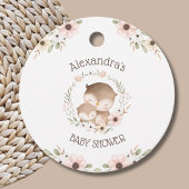 かわいいピンクの花フクロウ赤ちゃん女の子シャワーありがとう フェイバータグ