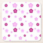 かわいいピンクの花フローラグラデーション スクエアペーパーコースター (正面)