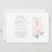 かわいいピンクの花ベビーガール赤ちゃんシャワー招待状 招待状 (正面)