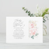 かわいいピンクの花ベビーガール赤ちゃんシャワー招待状 招待状 (スタンド正面)