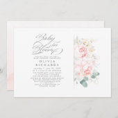 かわいいピンクの花ベビーガール赤ちゃんシャワー招待状 招待状 (正面/裏面)