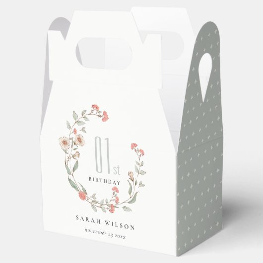 かわいいピンクの花リースガール任意の年誕生日 フェイバーボックス (オープン)