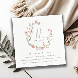 かわいいピンクの花リース女の子誕生日おもしろい事実 スタンダードカクテルナプキン