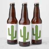 かわいいピンクの花南西部グリーンサボテン ビールラベル (ボトル)