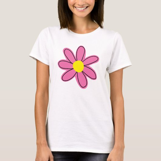 かわいいピンクの花女性のTシャツ Tシャツ (正面)