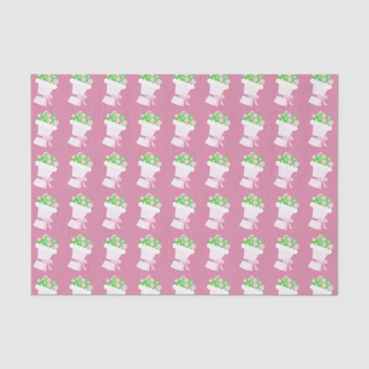 かわいいピンクの花束模様 薄葉紙 (正面)