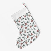 かわいいピンクの花柄の名前 スモールクリスマスストッキング (裏面 (吊り時))