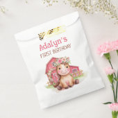 かわいいピンクの花柄の馬の誕生日 フェイバーバッグ (封をした状態)