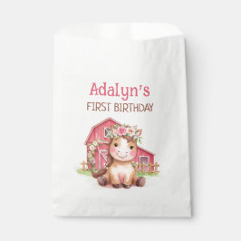 かわいいピンクの花柄の馬の誕生日 フェイバーバッグ