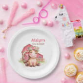 かわいいピンクの花柄の馬の誕生日 ペーパープレート (パーティー)