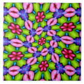 かわいいピンクの花柄 タイル (正面)