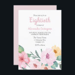 かわいいピンクの花80誕生日招待状 招待状<br><div class="desc">かわいいピンクの花80誕生日招待状,  「マッチングコレクション」を参照</div>