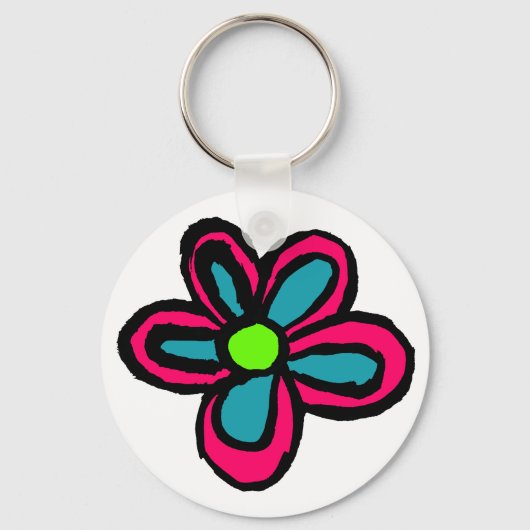 かわいいピンクの花 キーホルダー (正面)