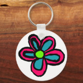かわいいピンクの花 キーホルダー (正面)