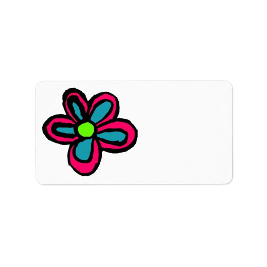 かわいいピンクの花 ラベル (正面)