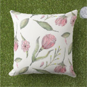 かわいいピンクの花　屋外スロー枕 アウトドアクッション (芝生)