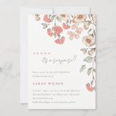 かわいいピンクの花any ageサプライズ誕生日招待状 サンキューカード (正面)