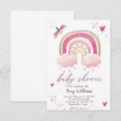 かわいいピンクの虹のベビーシャワー招待状 招待状 (正面/裏面)