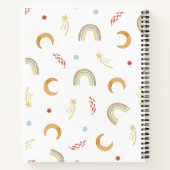 かわいいピンクの虹のモノグラムスケッチブックノート ノートブック (裏面)