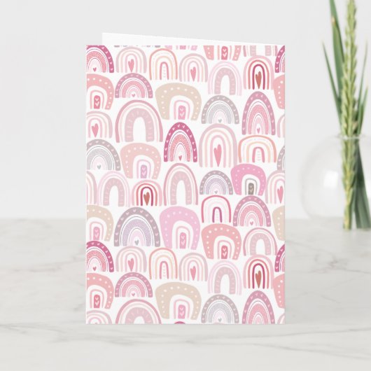 かわいいピンクの虹の写真でお母さんの日をお祝い カード (裏面)