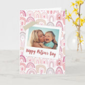 かわいいピンクの虹の写真 ハッピーマザーズデー カード (黄色い花)