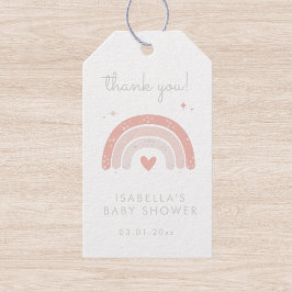 かわいいピンクの虹の女の子のベビーシャワー感謝祭 ギフトタグ