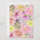 かわいいピンクの蜂とワイルドフラワーの共同ベビーシャワー 招待状 (裏面)