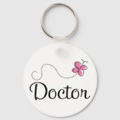 かわいいピンクの蝶の医者 キーホルダー (正面)