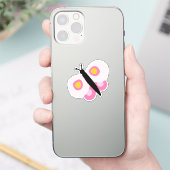 かわいいピンクの蝶の女の子 シール (スマートフォン)