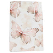 かわいいピンクの蝶の誕生日 ミディアムペーパーバッグ (正面)