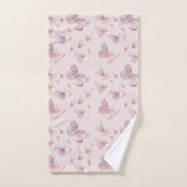 かわいいピンクの蝶ガールズタパーソナライズされたオオルセット バスタオルセット (ハンドタオル)